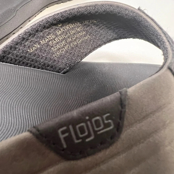 Flojos Mens size 8 US memory foam thong, Sandal Black Grey - Picture 6 of 7